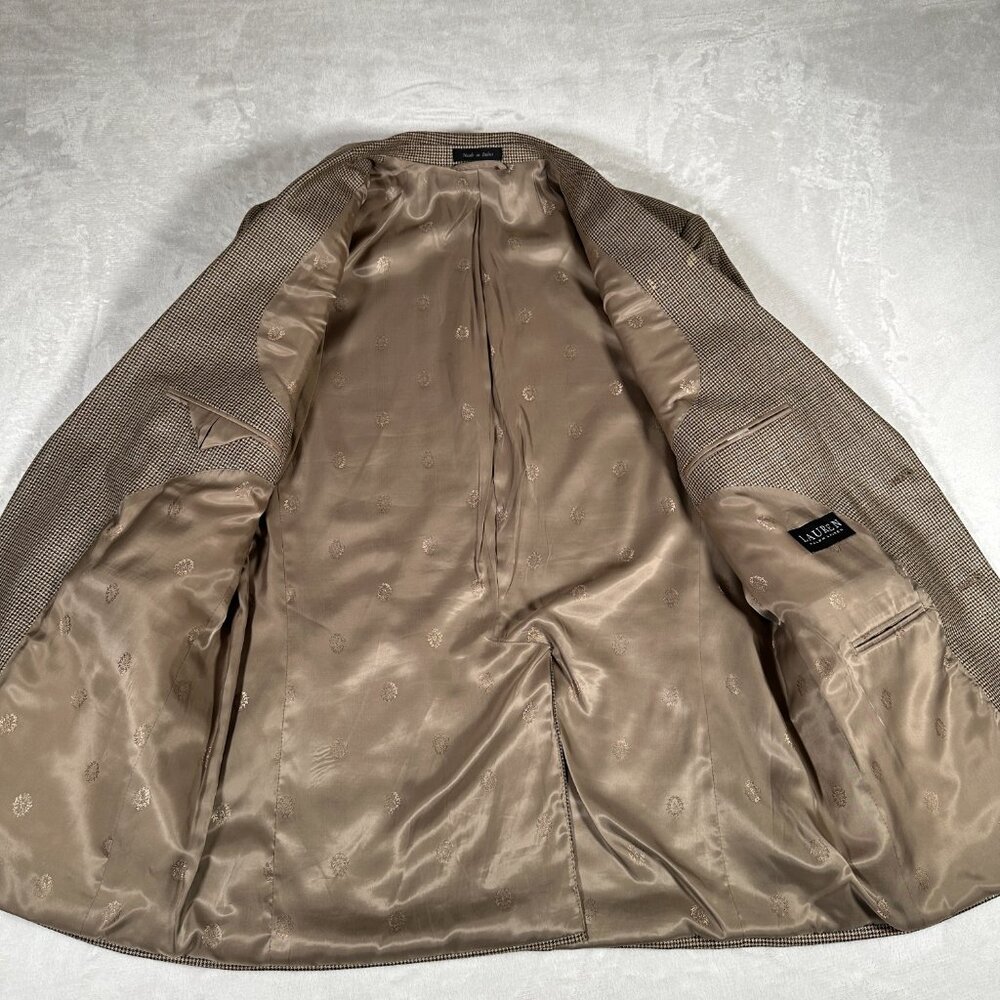 Lauren Ralph Lauren Blazer Men Size 42L Two Button Jacket Silk Wool Herringbone - Picture 8 of 9